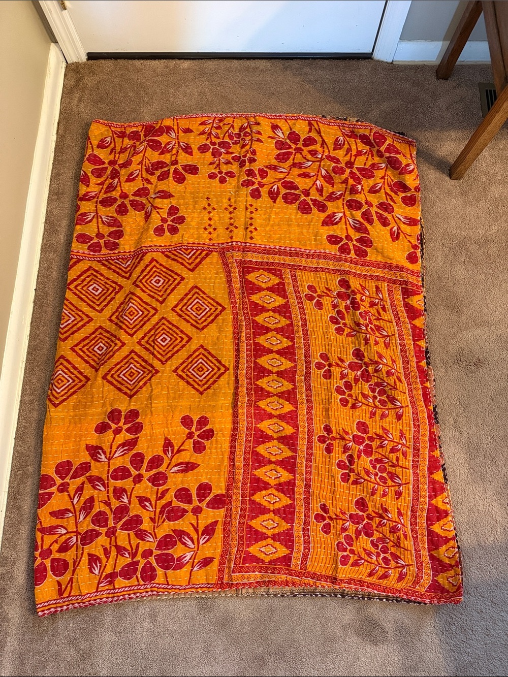 Handstitched Kantha Quilt Double Sided